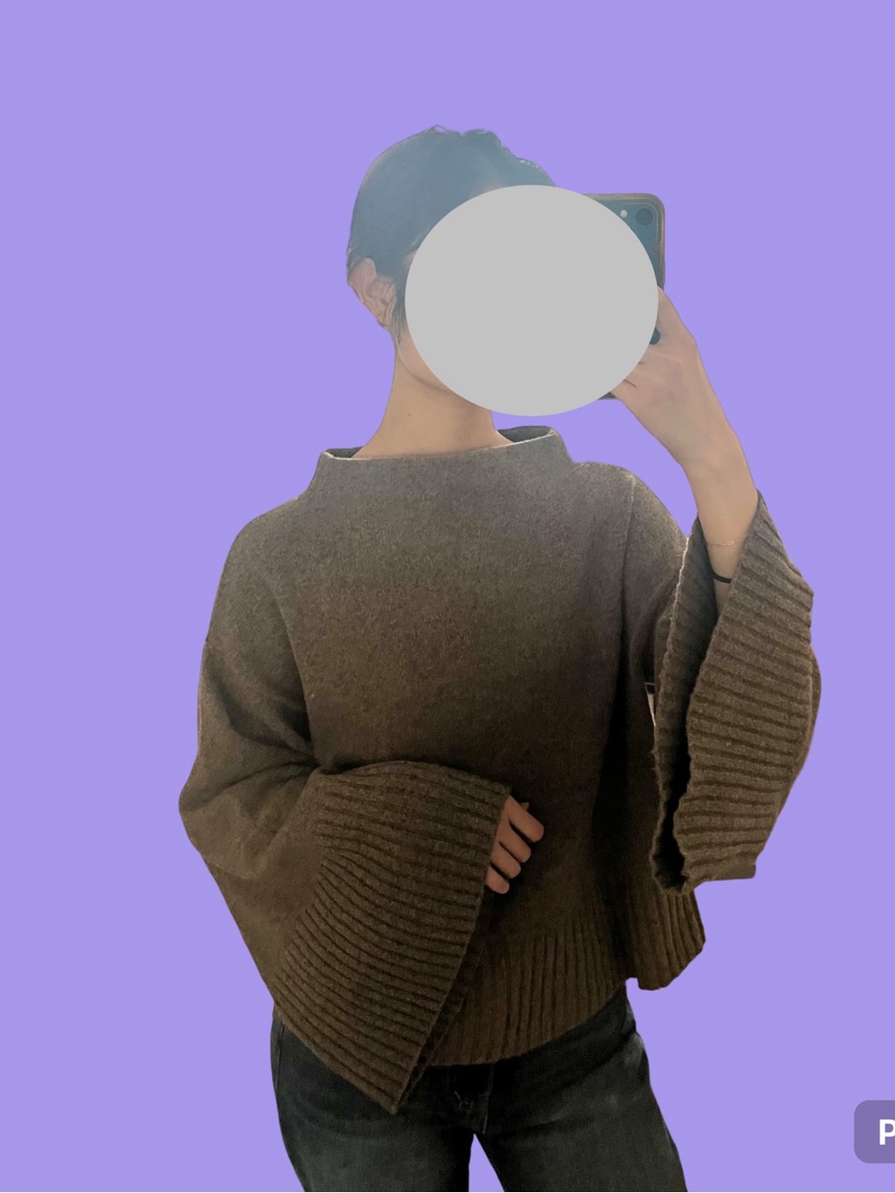 Statement bell sleeve brown sweater